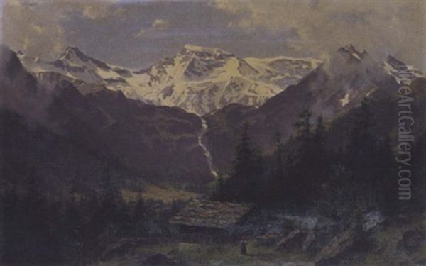 Sonnige Alpenlandschaft Im Berner Oberland Oil Painting by Wilhelm Bernhard Benteli