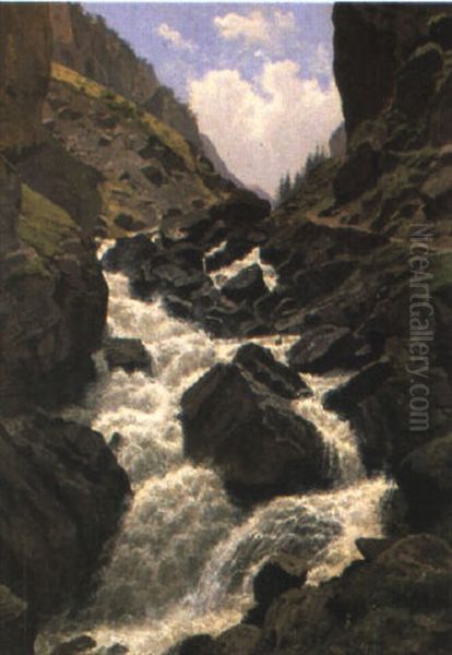 Klus Bei Kandersteg Mit Gasterntal Oil Painting by Wilhelm Bernhard Benteli