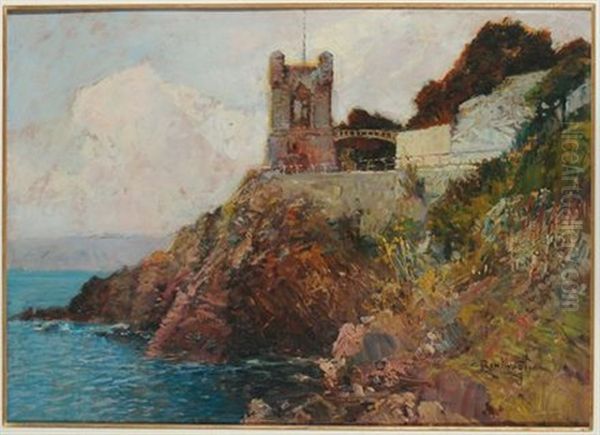 Torre Gropallo A Nervi Oil Painting by Cesare Bentivoglio