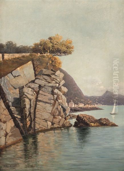 Costiera Ligure Oil Painting by Cesare Bentivoglio