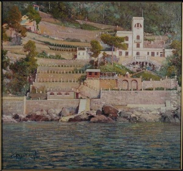 Villa Bianca - Punta Chiappa Oil Painting by Cesare Bentivoglio