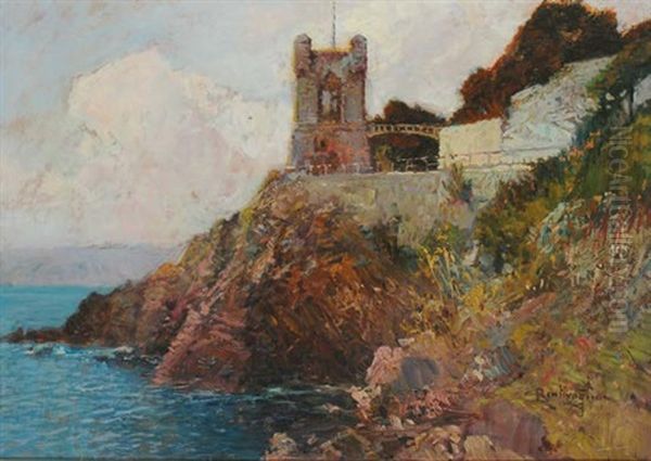 Torre Groppallo A Nervi Oil Painting by Cesare Bentivoglio