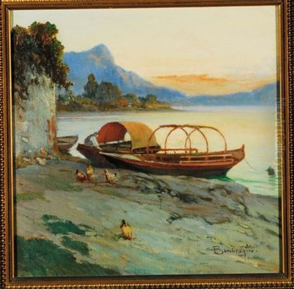 Paesaggio Lacustre Oil Painting by Cesare Bentivoglio