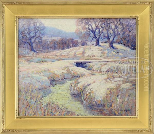 Winter Landscape With Sunlit Stream by John William Bentley