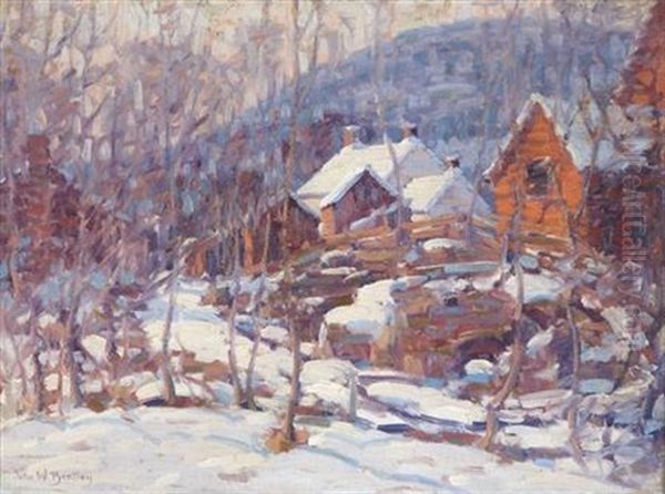 Houses In The Catskills, Winter by John William Bentley