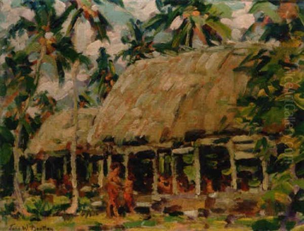 The Fale, Hut, Of Chief Tugaga Safune Village, Savaii Island, Samo by John William Bentley