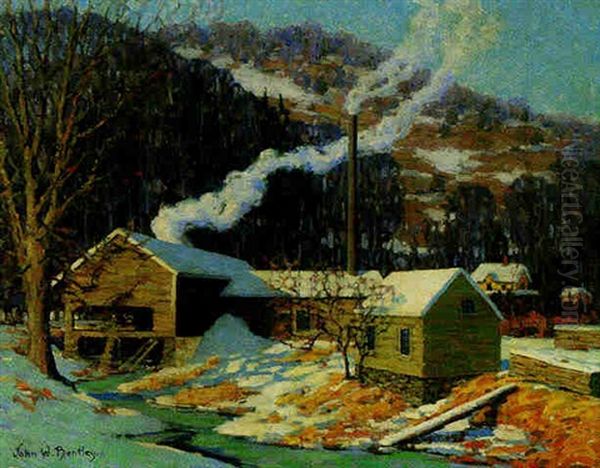 The Mill, Woodstock, Vermont Oil Painting by John William Bentley