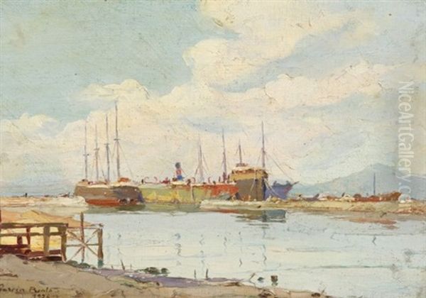 Vue D'un Port Oil Painting by Antonio Garcia Bento