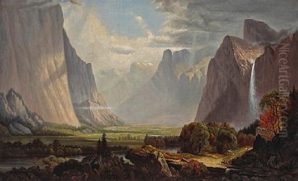 A View Of Yosemite Valley Oil Painting by Mary Park Benton