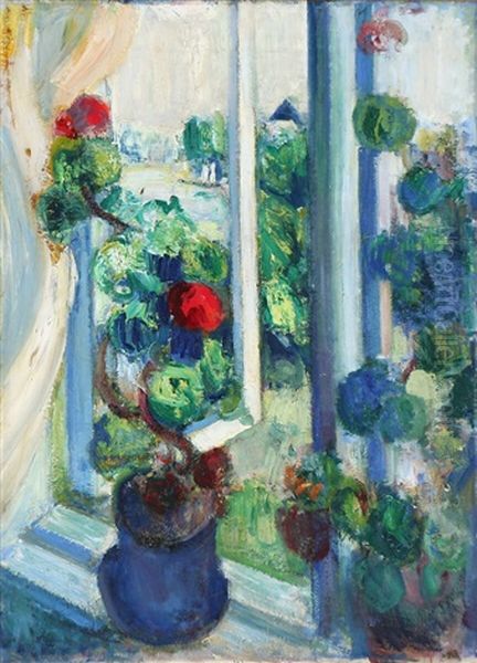 Flowers In A Window by Axel Bentzen