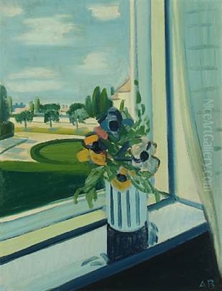 Still Life With Flowers In A Window by Axel Bentzen