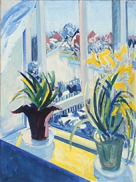 Lilies In A Window by Axel Bentzen