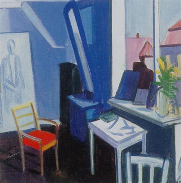 Interior Fra Kunstnerens Atelier by Axel Bentzen