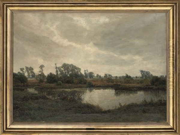 River Landscape Oil Painting by Fritz Johannes Bentzen-Billkvist