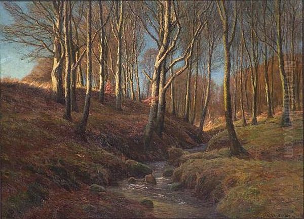 A Stream Flowing Through A Wooded Glade Oil Painting by Fritz Johannes Bentzen-Billkvist