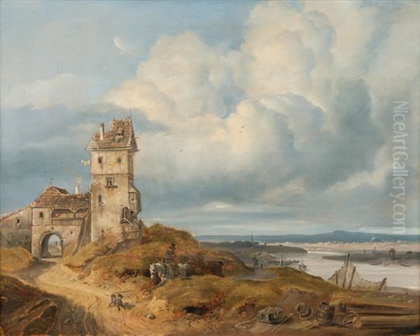 Landscape With Customs Station Oil Painting by Filippo Benucci