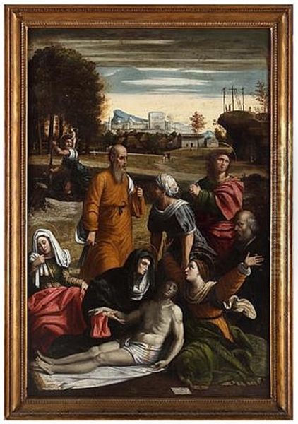 Lamentation Over The Dead Christ Oil Painting by Giovan Battista Benvenuti