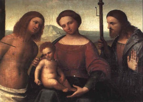 The Madonna And Child With Sts. Sebastian And James The Greater Oil Painting by Giovan Battista Benvenuti