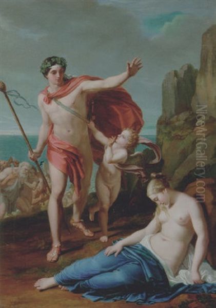 Allegorik Sceneri Med Lystigt Selskab Med Bacchus I Spidsen, Der Gar I Land Oil Painting by Pietro Benvenuti