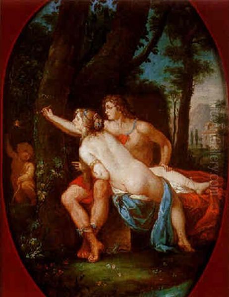 Angelique Et Medor Dans Un Ovale Peint Oil Painting by Pietro Benvenuti