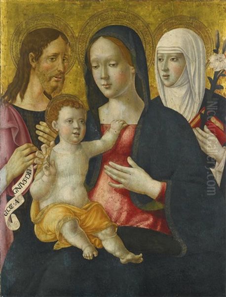 Madonna And Child With Saint John The Baptist And Saint Catherine Oil Painting by Girolamo di Benvenuto del Guasta