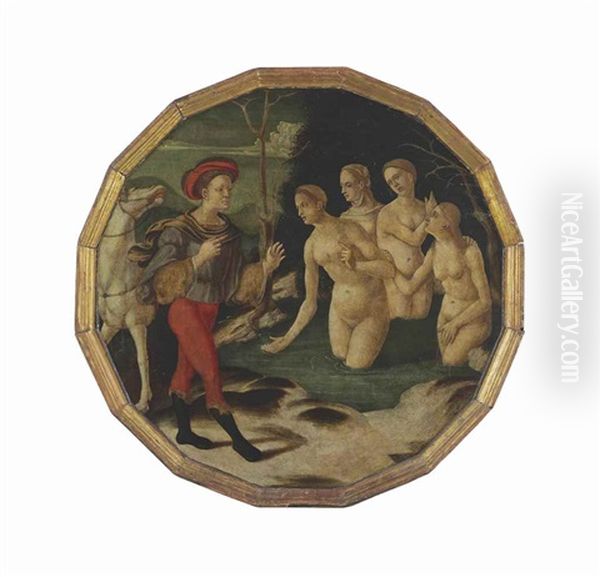 A Desco Da Parto: Diana And Actaeon Oil Painting by Girolamo di Benvenuto del Guasta