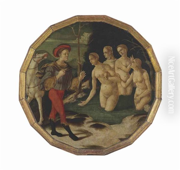 A Desco Da Parto: Diana And Actaeon Oil Painting by Girolamo di Benvenuto del Guasta