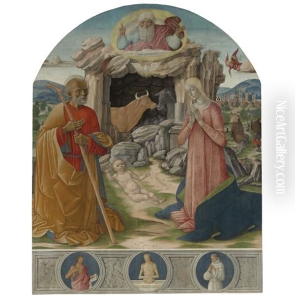 The Nativity Oil Painting by Girolamo di Benvenuto del Guasta