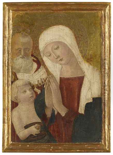 Madonna And Child With Saint Joseph Oil Painting by  Benvenuto di Giovanni