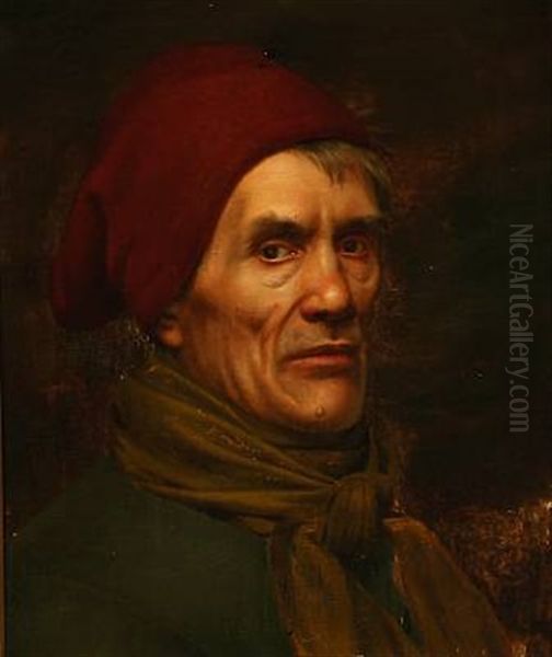 Portrait Of A Fisherman (+ Portrait Of A Merchant; 2 Works) Oil Painting by Christian A. Benzon