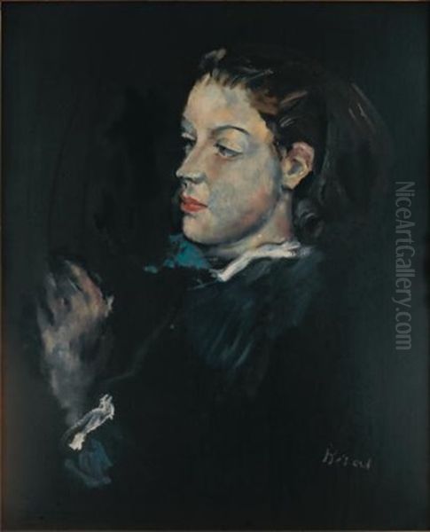 Portrait De Femme Au Corsage Bleu Oil Painting by Christian Berard