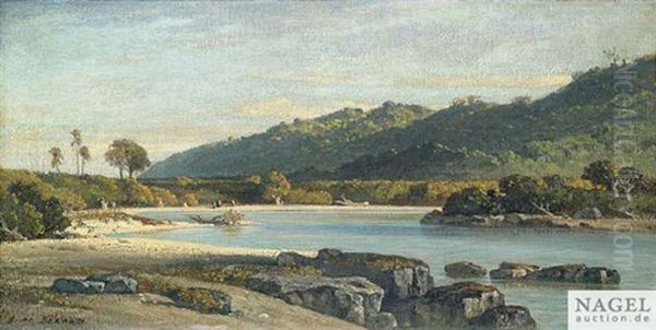 Sudlandische Flusslandschaft Oil Painting by Evremond de Berard