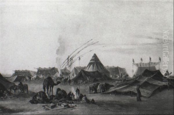 Le Camp D'ismailia Oil Painting by Evremond de Berard