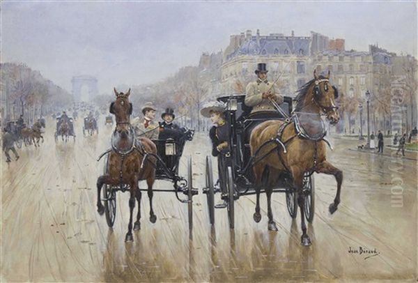 Rond-point Des Champs-elysees Oil Painting by Jean Beraud