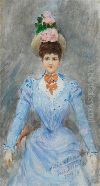 Portrait D'une Femme Elegant Oil Painting by Jean Beraud