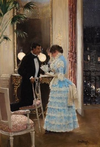 La Conversation Oil Painting by Jean Beraud