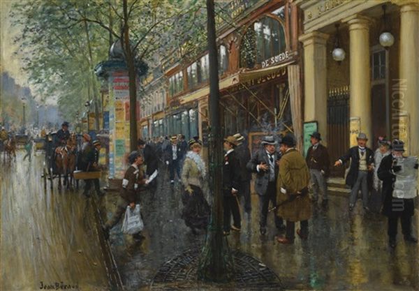 Les Grands Boulevards, Le Theatre Des Varietes Oil Painting by Jean Beraud