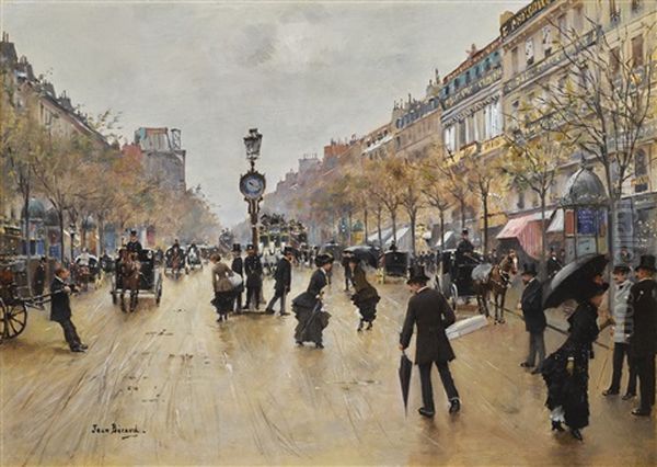 Scene De Grands Boulevards, Un Jour De Pluie Oil Painting by Jean Beraud