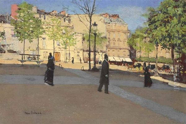 Place Ensoleillee Oil Painting by Jean Beraud