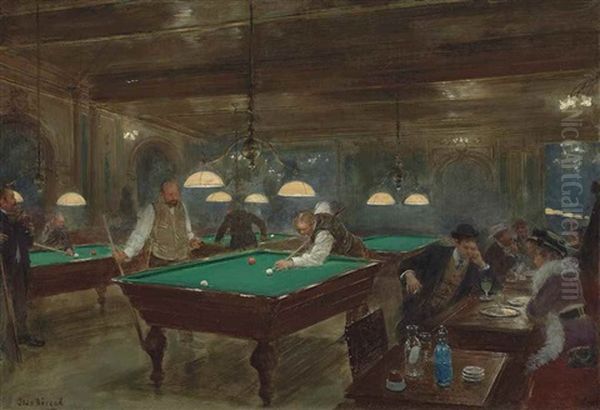 La Partie De Billard Oil Painting by Jean Beraud