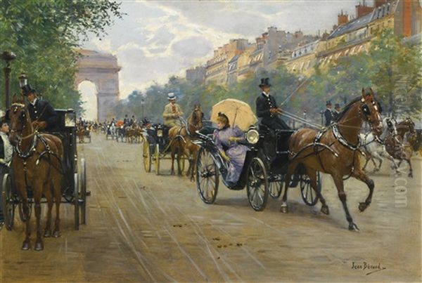 Scene Sur Les Champs-elysees Oil Painting by Jean Beraud