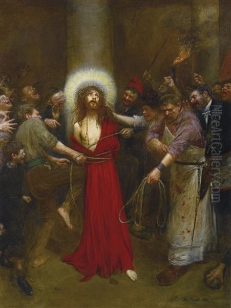 Le Christ Lie A La Colonne Oil Painting by Jean Beraud