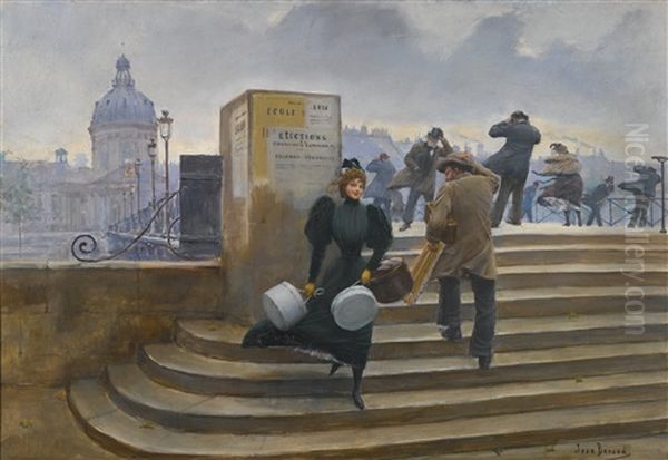 Modiste Sur Le Pont Des Arts by Jean Beraud