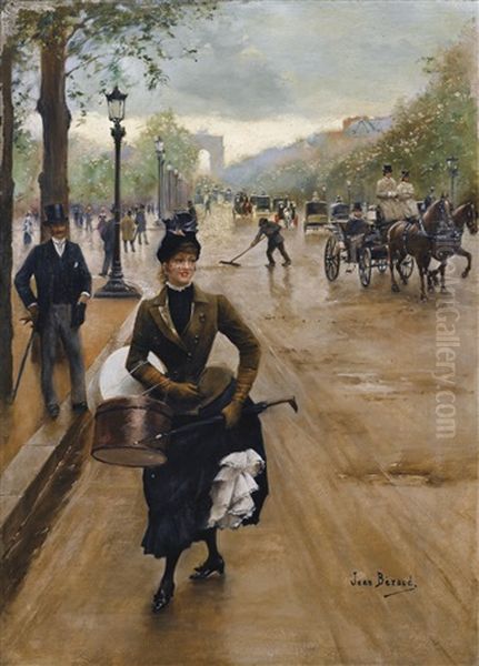 Modiste Sur Les Champs-elysees Oil Painting by Jean Beraud