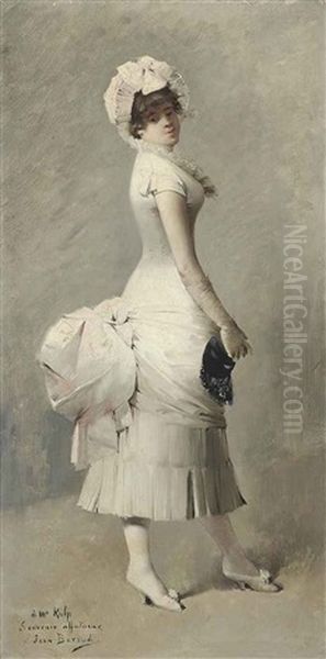 Portrait Of A Lady In Masquerade Ball Costume Oil Painting by Jean Beraud