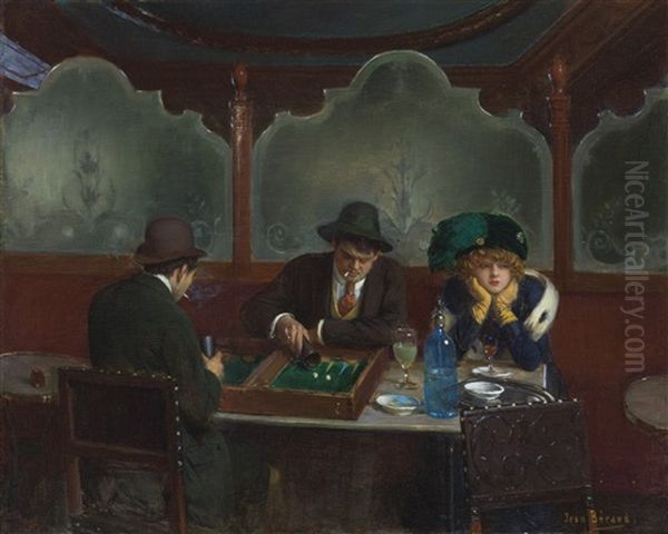 Les Joueurs De Jacquet Backgammon Oil Painting by Jean Beraud