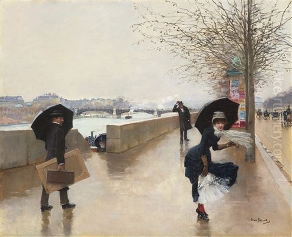 Le Vent Oil Painting by Jean Beraud