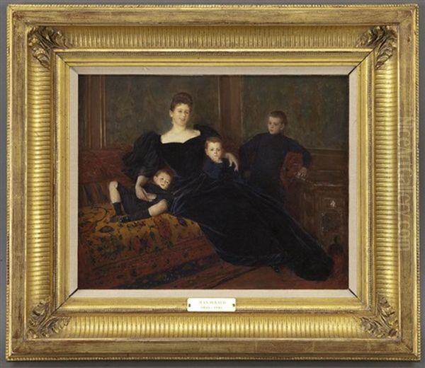 Marguerite Fernand Bourdet Et Ses Trois Fils Oil Painting by Jean Beraud