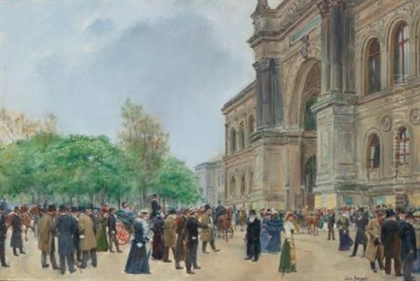 Jour D'ouverture Au Salon (the Opening Day Of The Salon) Oil Painting by Jean Beraud