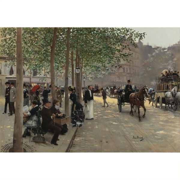 Avenue Parisienne Oil Painting by Jean Beraud